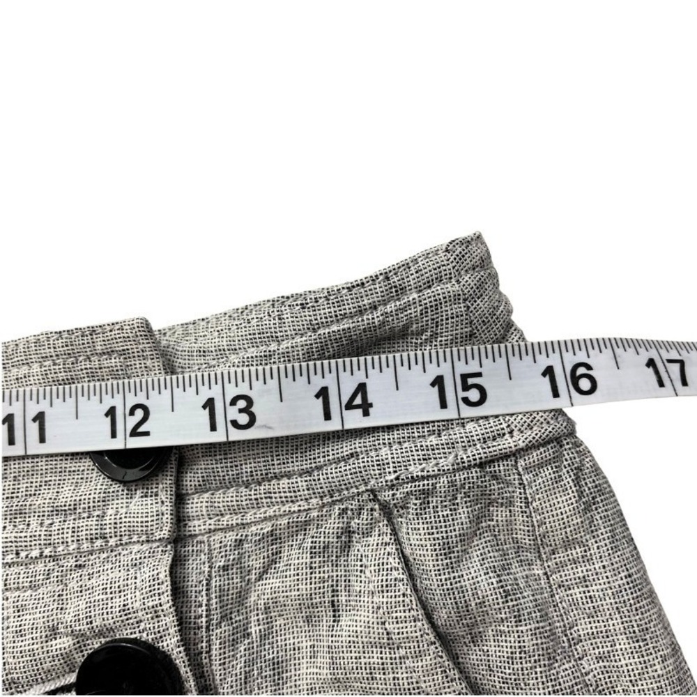 Express Gray Linen Blend Sailor Shorts Sz 6 Low Waist Button Front Cuffed Hem - Picture 7 of 9